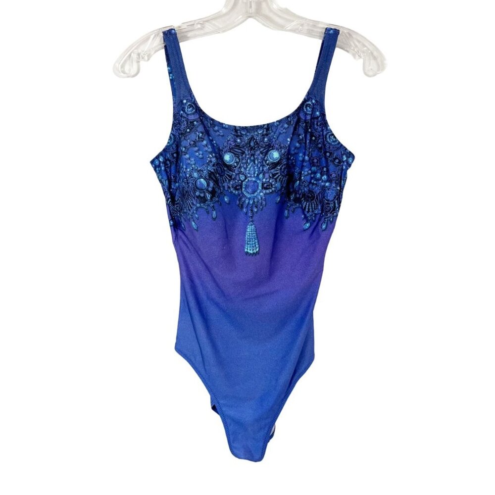 X Gottex Purple Jewel Print One Piece Swimsuit & Matching Sarong - Size US 10 - Picture 2 of 8
